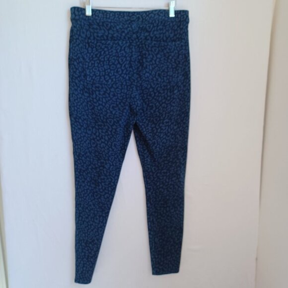 Spanx Animal Print Jeggings Blue Black Leopard Cheetah Print Stretch Pull On Lrg - Picture 3 of 10